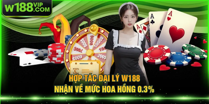 Hợp tác đại lý W188 nhận về mức hoa hồng 0.3%